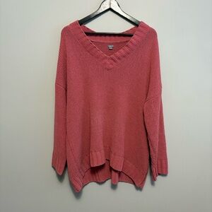 Aerie Oversized Knit Style Pullover Sweatshirt V Neck Size Medium